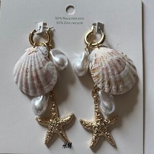 H&M Gold Starfish and Shell Drop Earrings